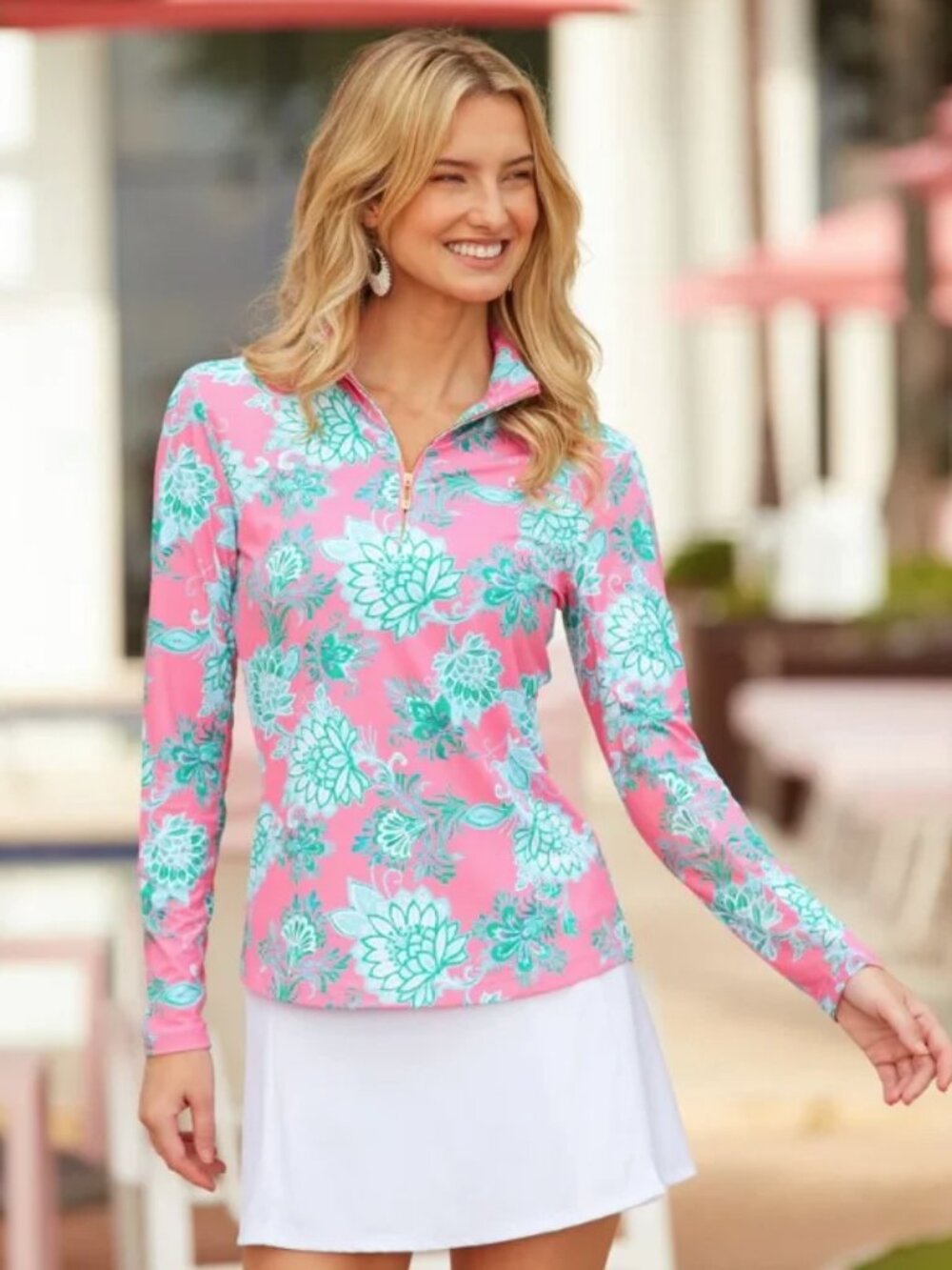 1/4 Zip Sport Top - Cote d'Azur - Cabana Life